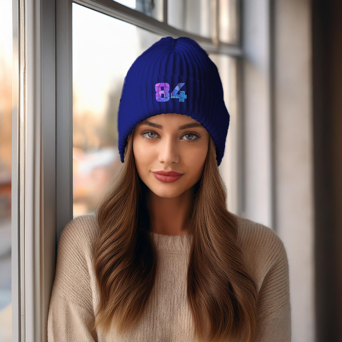 84 Number Cuffed Beanie (Royal)