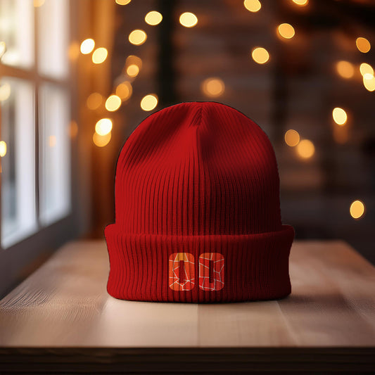 00 Number Cuffed Beanie (Red)