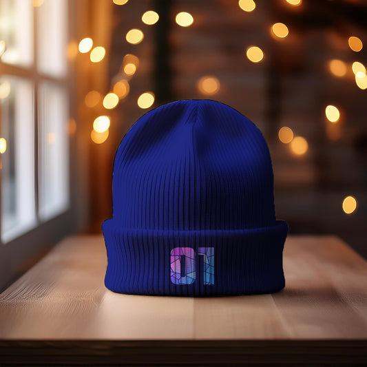 01 Number Cuffed Beanie (Royal)