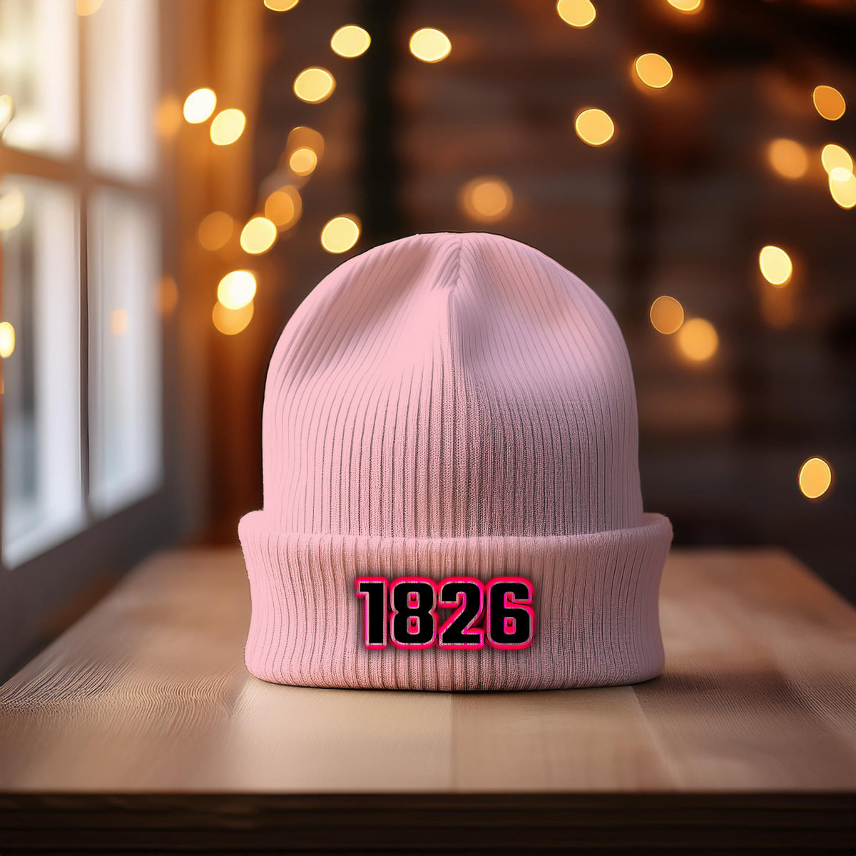 1826 Year Cuffed Beanie (Baby Pink)