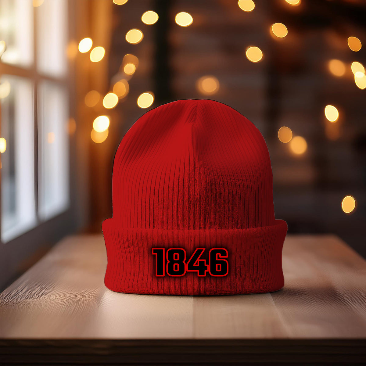 1846 Year Cuffed Beanie (Red)