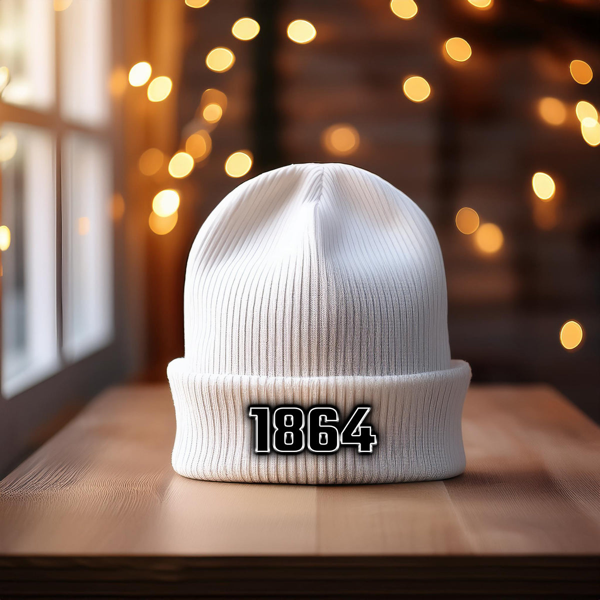 1864 Year Cuffed Beanie (White)