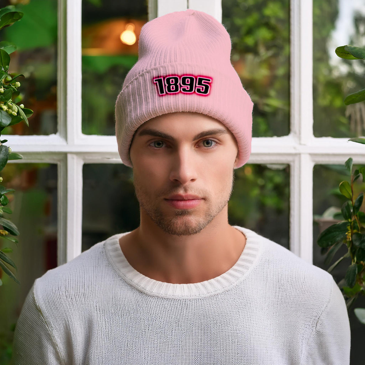 1895 Year Cuffed Beanie (Baby Pink)