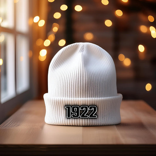 1922 Year Cuffed Beanie (White)