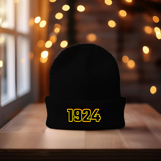 1924 Year Cuffed Beanie (Black)