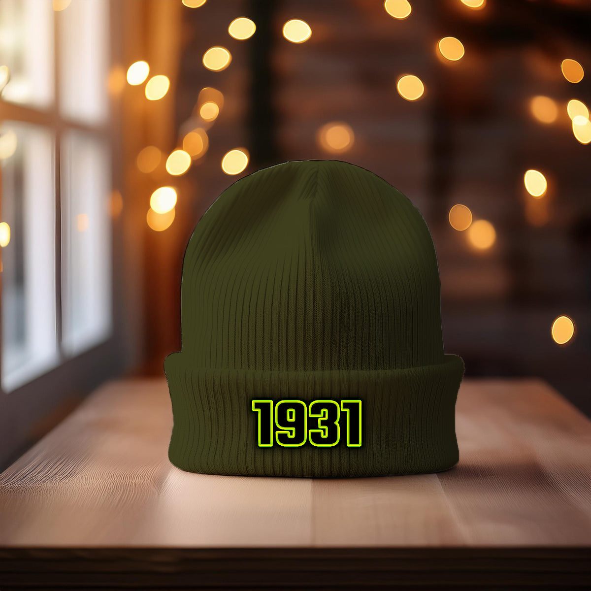 1931 Year Cuffed Beanie (Olive)