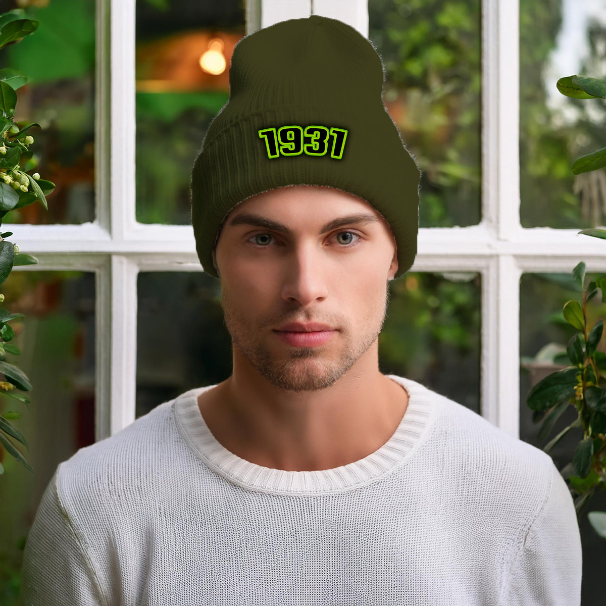 1931 Year Cuffed Beanie (Olive)