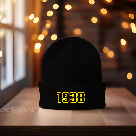 1938 Year Cuffed Beanie (Black)
