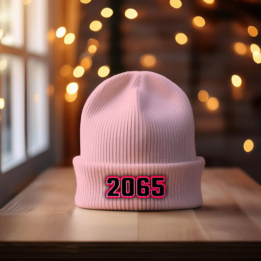 2065 Year Cuffed Beanie (Baby Pink)