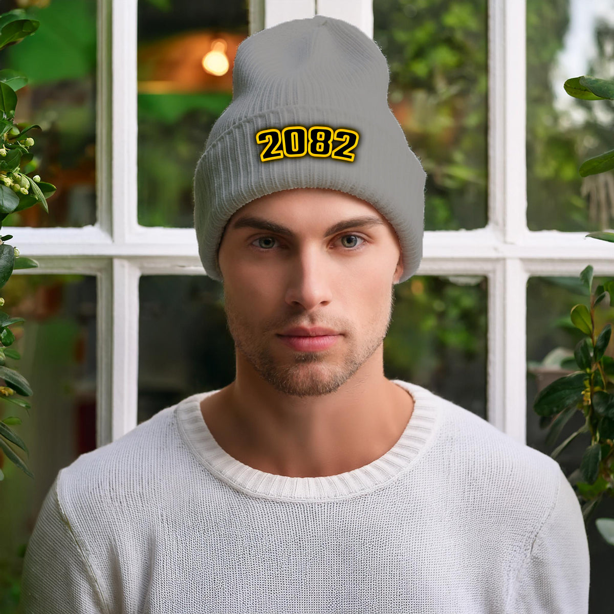 2082 Year Cuffed Beanie (Heather Grey)