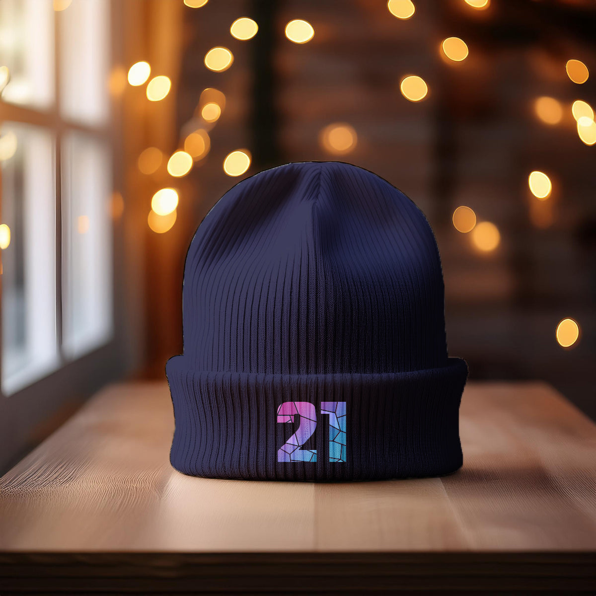 21 Number Cuffed Beanie (Navy)