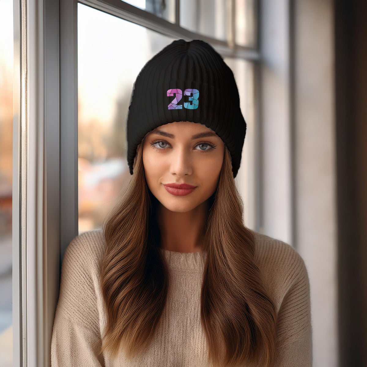 23 Number Cuffed Beanie (Black)