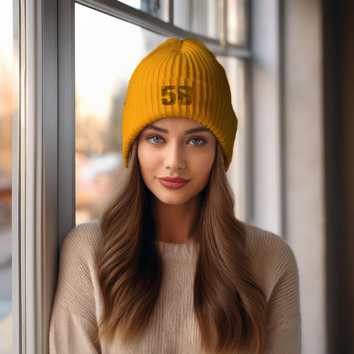 58 Number Cuffed Beanie (Gold)