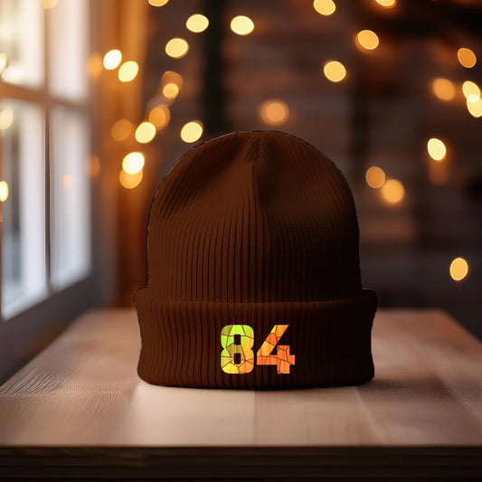 84 Number Cuffed Beanie (Brown)