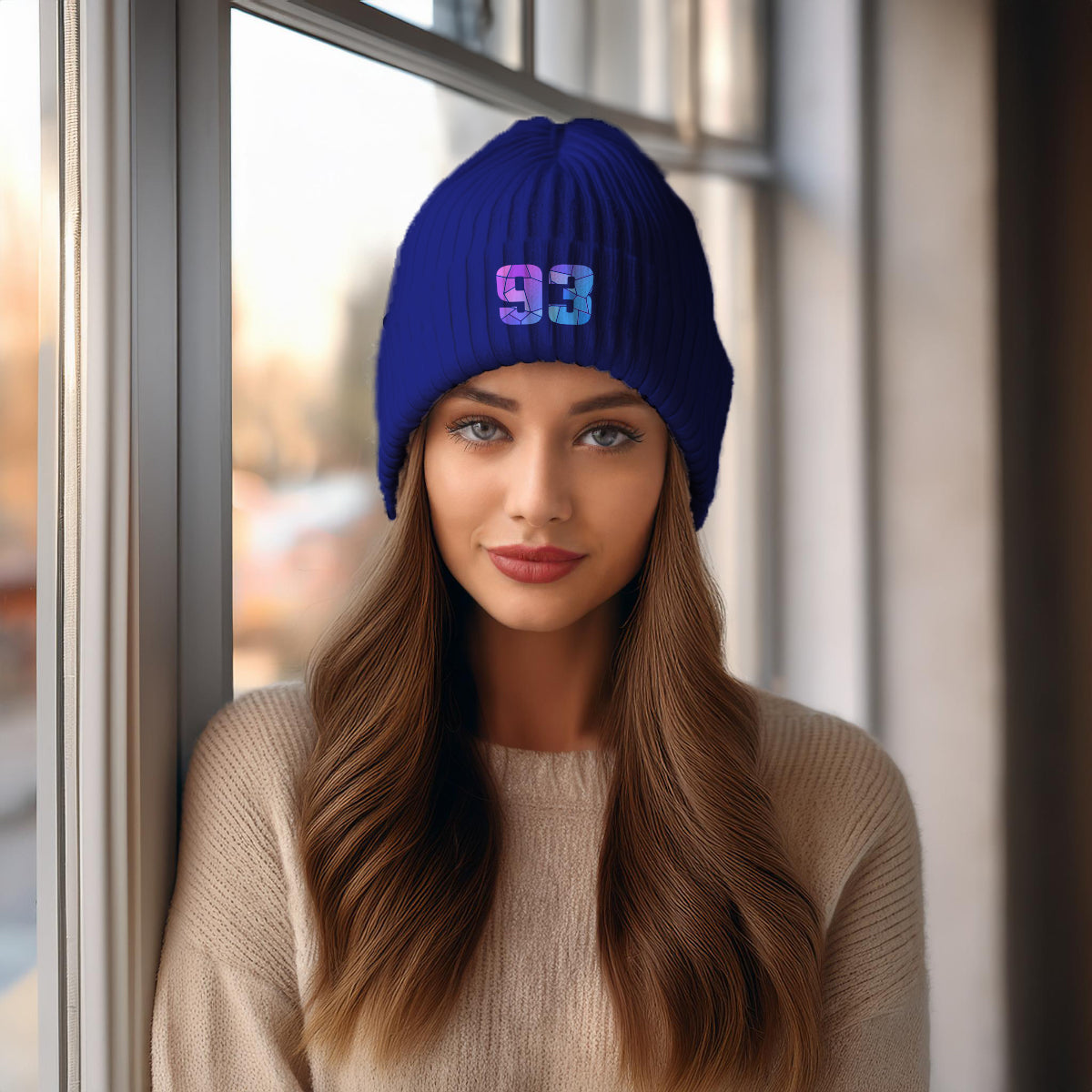 93 Number Cuffed Beanie (Royal)